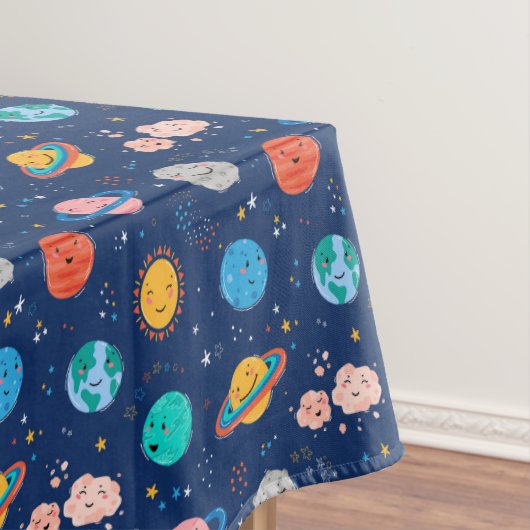Cute Smiling Planet Pattern Tafelkleed (Voorbeeld)