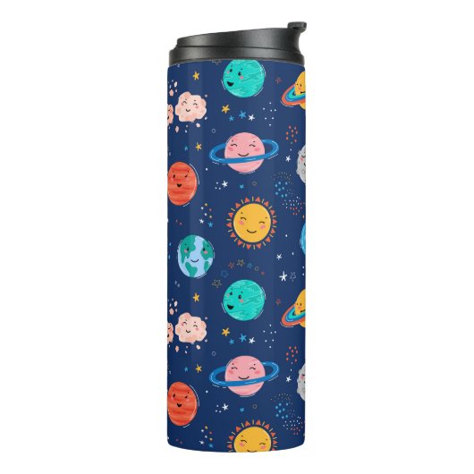 Cute Smiling Planet Pattern Thermosbeker (Gedraaid links)