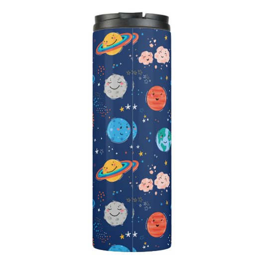Cute Smiling Planet Pattern Thermosbeker (Achterkant)