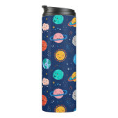 Cute Smiling Planet Pattern Thermosbeker (Geroteerd rechts)