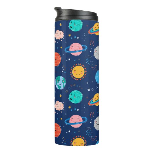 Cute Smiling Planet Pattern Thermosbeker (Geroteerd rechts)