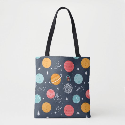 Cute Smiling Planet Pattern Tote Bag (Voorkant)