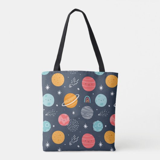 Cute Smiling Planet Pattern Tote Bag (Achterkant)