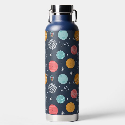 Cute Smiling Planet Pattern Waterfles (Voorkant)