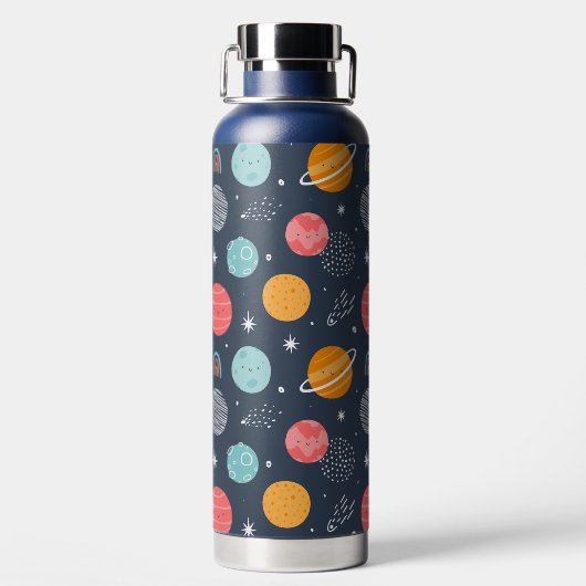 Cute Smiling Planet Pattern Waterfles (Achterkant)