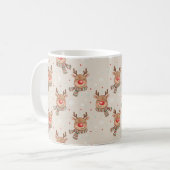 Cute Smiling Reindeer Christmas Pattern Koffiemok (Voorkant links)