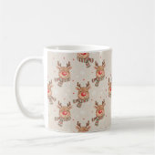 Cute Smiling Reindeer Christmas Pattern Koffiemok (Links)