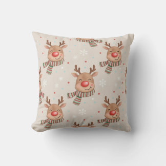 Cute Smiling Reindeer Christmas Throw Pillow Kussen