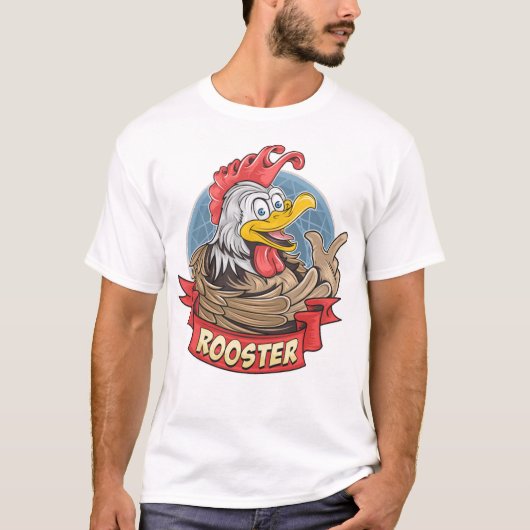 Cute smiling rooster or chicken with funny face t-shirt (Voorkant)
