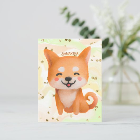 Cute Smiling Shiba Inu Briefkaart (Staand voorkant)