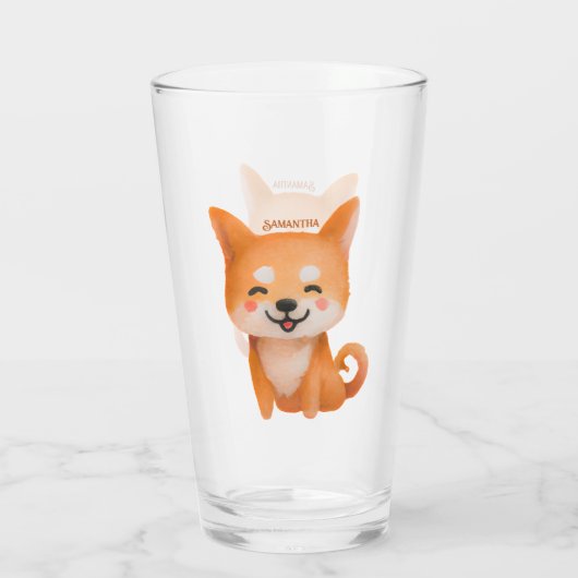 Cute Smiling Shiba Inu Glas (Achterkant)