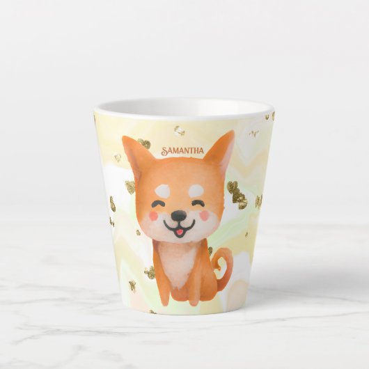 Cute Smiling Shiba Inu Latte Mok (Voorkant)