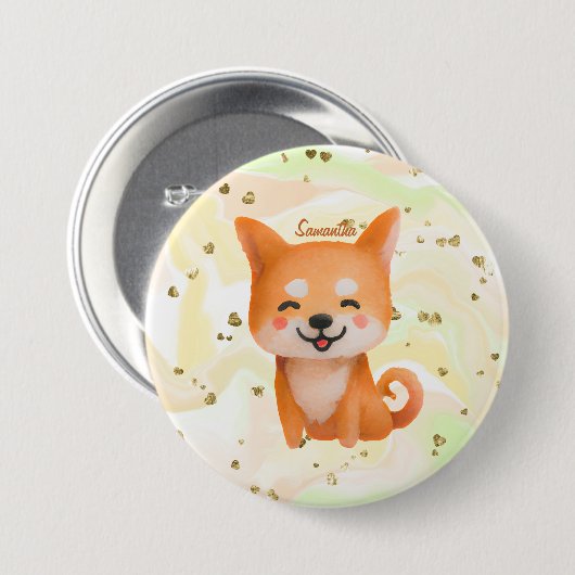 Cute Smiling Shiba Inu Ronde Button 7,6 Cm (Voorkant /achterkant)