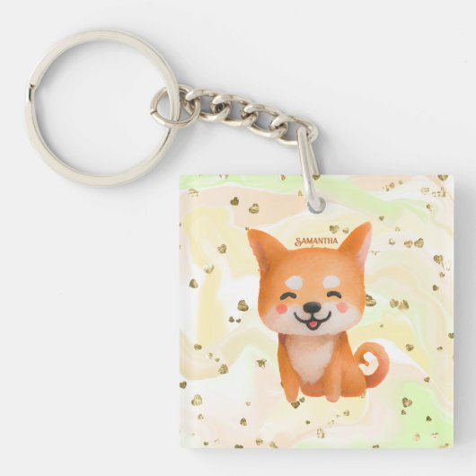 Cute Smiling Shiba Inu Sleutelhanger (Voorkant)