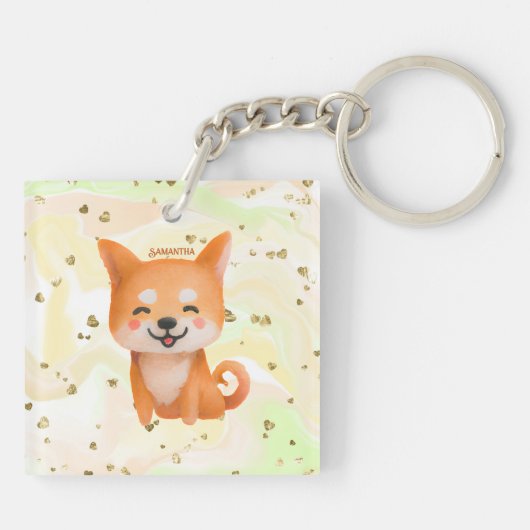 Cute Smiling Shiba Inu Sleutelhanger (Achterkant)
