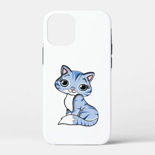 CUTE SMILING SKY BLUE KITTEN WITH BLUE EYES. Case-Mate iPhone CASE (Achterkant)