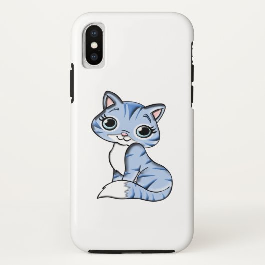 CUTE SMILING SKY BLUE KITTEN WITH BLUE EYES. Case-Mate iPhone CASE (Achterkant)
