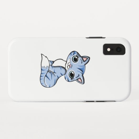 CUTE SMILING SKY BLUE KITTEN WITH BLUE EYES. Case-Mate iPhone CASE (Achterkant (horizontaal))