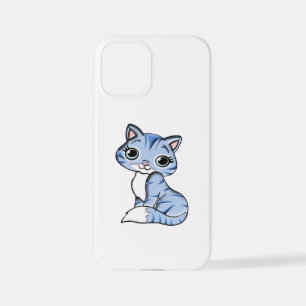 CUTE SMILING SKY BLUE KITTEN WITH BLUE EYES. iPhone 12 MINI HOESJE