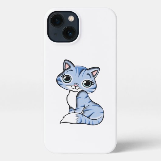 CUTE SMILING SKY BLUE KITTEN WITH BLUE EYES. iPhone HOESJE (Achterkant)