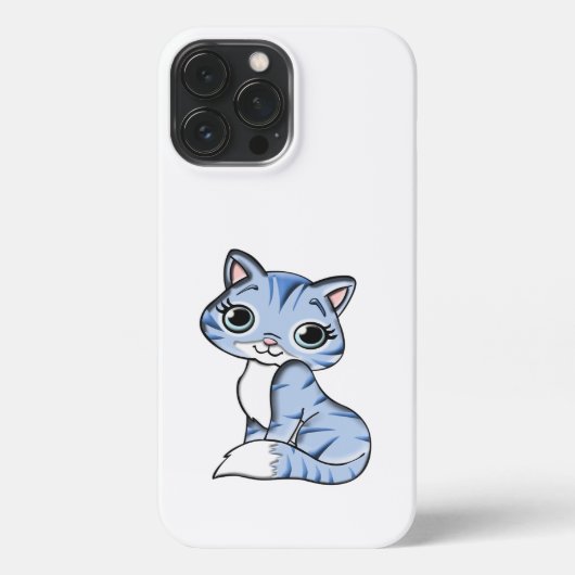 CUTE SMILING SKY BLUE KITTEN WITH BLUE EYES. iPhone HOESJE (Achterkant)