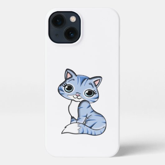 CUTE SMILING SKY BLUE KITTEN WITH BLUE EYES. iPhone HOESJE (Achterkant)