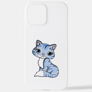 CUTE SMILING SKY BLUE KITTEN WITH BLUE EYES. iPhone 12 PRO MAX HOESJE