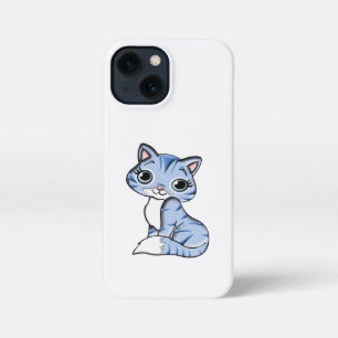 CUTE SMILING SKY BLUE KITTEN WITH BLUE EYES. iPhone 13 MINI HOESJE