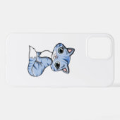 CUTE SMILING SKY BLUE KITTEN WITH BLUE EYES. iPhone HOESJE (Achterkant horizontaal)