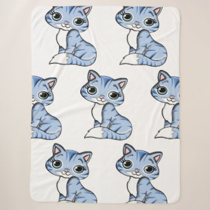 CUTE SMILING SKY BLUE KITTEN WITH BLUE EYES. SHERPA DEKEN