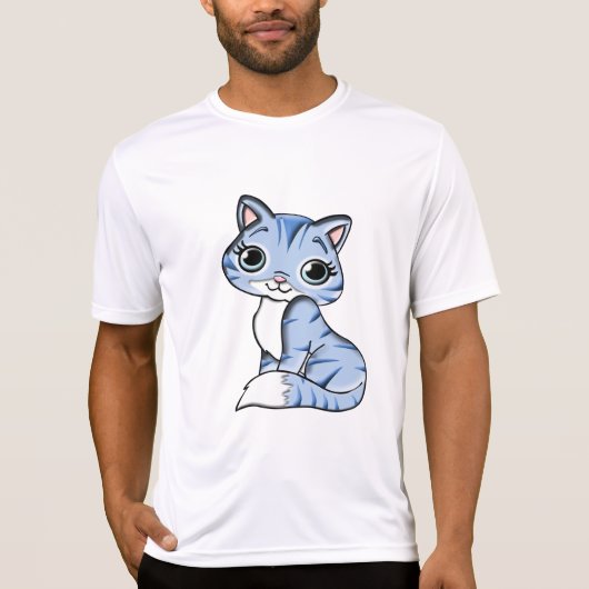CUTE SMILING SKY BLUE KITTEN WITH BLUE EYES. T-SHIRT (Voorkant)