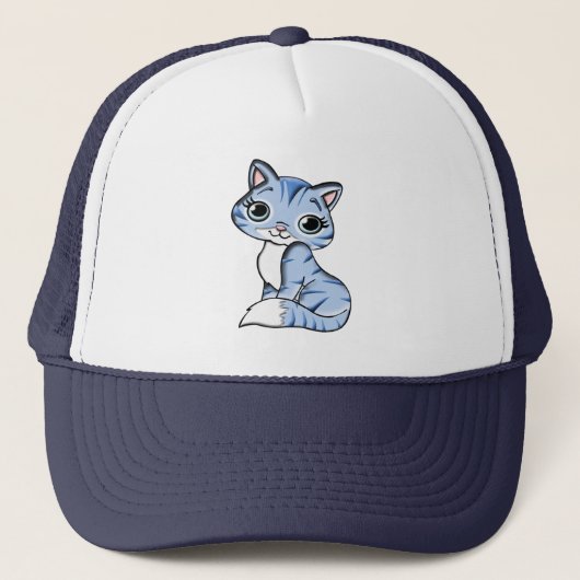 CUTE SMILING SKY BLUE KITTEN WITH BLUE EYES. TRUCKER PET (Voorkant)