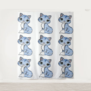 CUTE SMILING SKY BLUE KITTEN WITH BLUE EYES. WANDKLEED