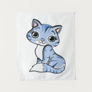 CUTE SMILING SKY BLUE KITTEN WITH BLUE EYES. WANDKLEED