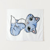 CUTE SMILING SKY BLUE KITTEN WITH BLUE EYES. WANDKLEED (Voorkant (horizontaal))