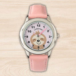 Cute smiling sloth for Girl Horloge