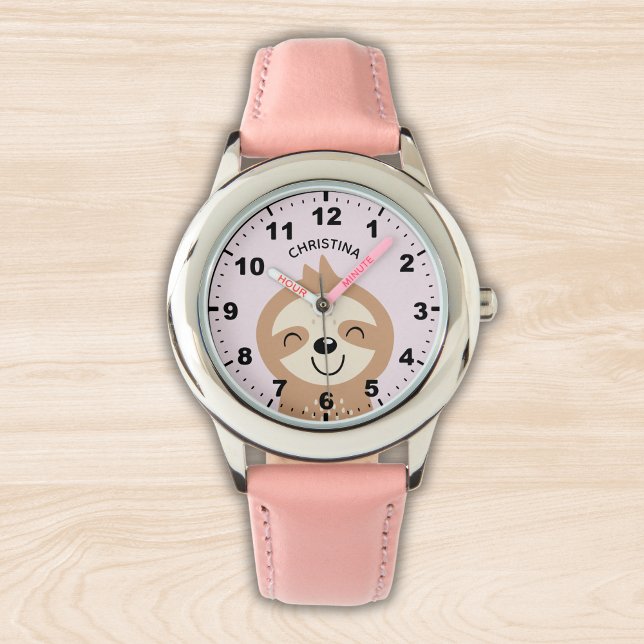 Cute smiling sloth for Girl Horloge (Creator heeft geüpload)