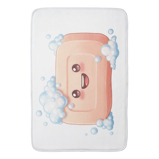 Cute Smiling Soap Bar with Bubbles Badmat (Voorkant Verticaal)