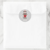 Cute Smiling Sock Monkey met Heart Sticker (Tas)