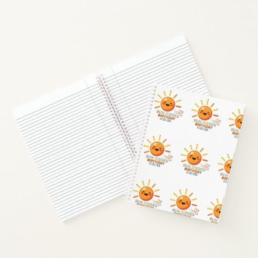 Cute Smiling Sun Birthday Wishes Lined Spiral Note Notitieboek (Binnen)
