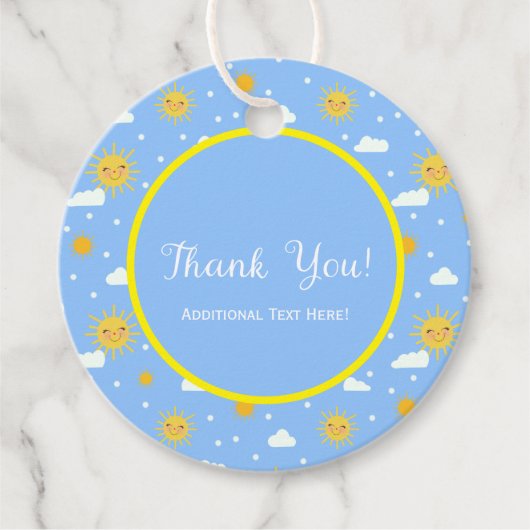 Cute Smiling Sun Clouds Party Favor Dankuwel Bedankjes Labels (Voorkant)