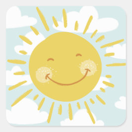 Cute Smiling Sun-Stickers Vierkante Sticker
