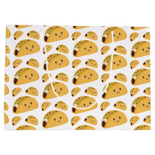 Cute Smiling Taco Pattern Gift Bag Large Cadeautasje (Achterkant)