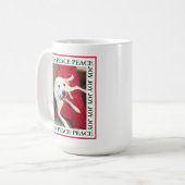Cute Smiling White Dog Peace Joy 1 FotoKerstmis Koffiemok (Voorkant links)