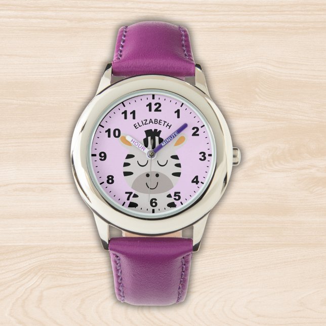 Cute smiling zebra for Girl Horloge (Creator heeft geüpload)