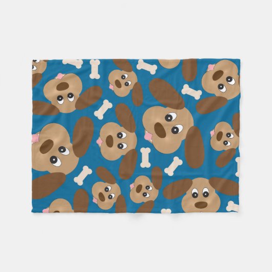 Cute Smilling Dog met Big Ears Fleece Deken (Voorkant (Horizontaal))