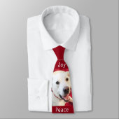 Cute Smilling White Puppy Dog Joy Kerstrood Stropdas (Gebonden)