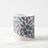 Cute Smokey Blue Roze Bloem Roze Goud Glitter Mok (Center)