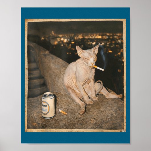 Cute Smoking Sphynx Cat Meme Funny Poster (Voorkant)
