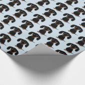 Cute Smooth Coated Black en Tan Dachshund Pattern Cadeaupapier (Hoek)